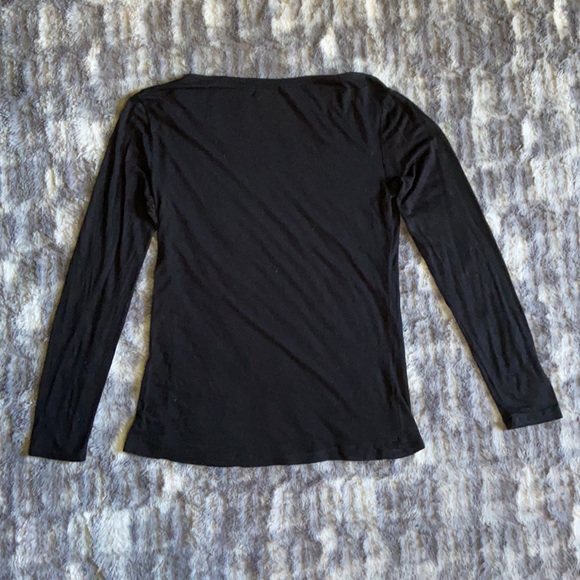 🌟Glitz Solid Black Long Sleeve Blouse/Shirt Size Large - Picture 5 of 5